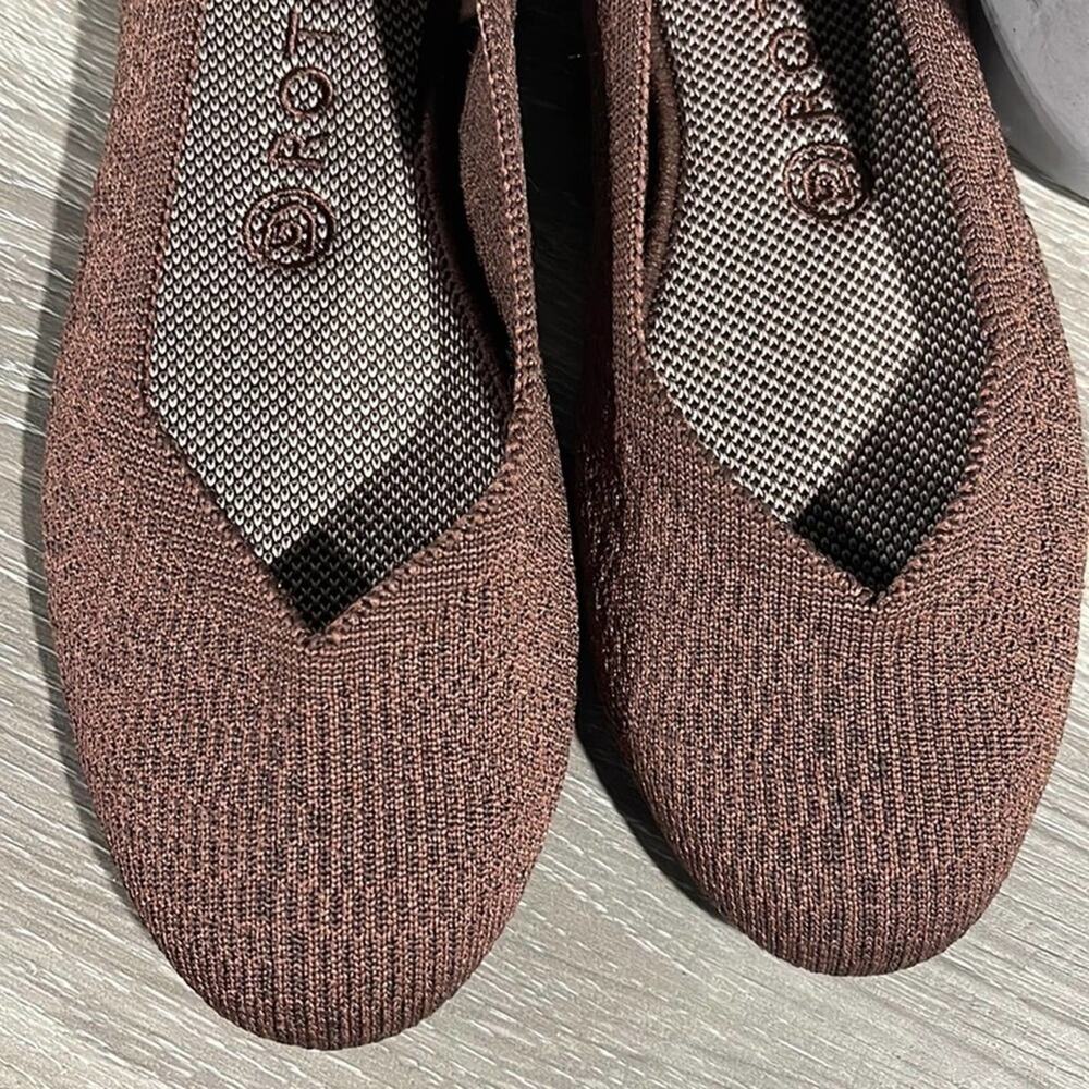 Rothys Round Truffle Python Size 8 Brown Flat Sho… - image 5